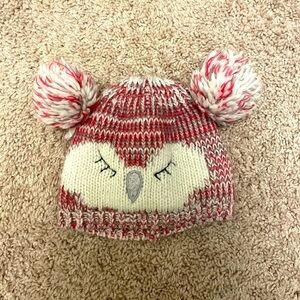 Cute Owl Knit Hat with Pom Poms